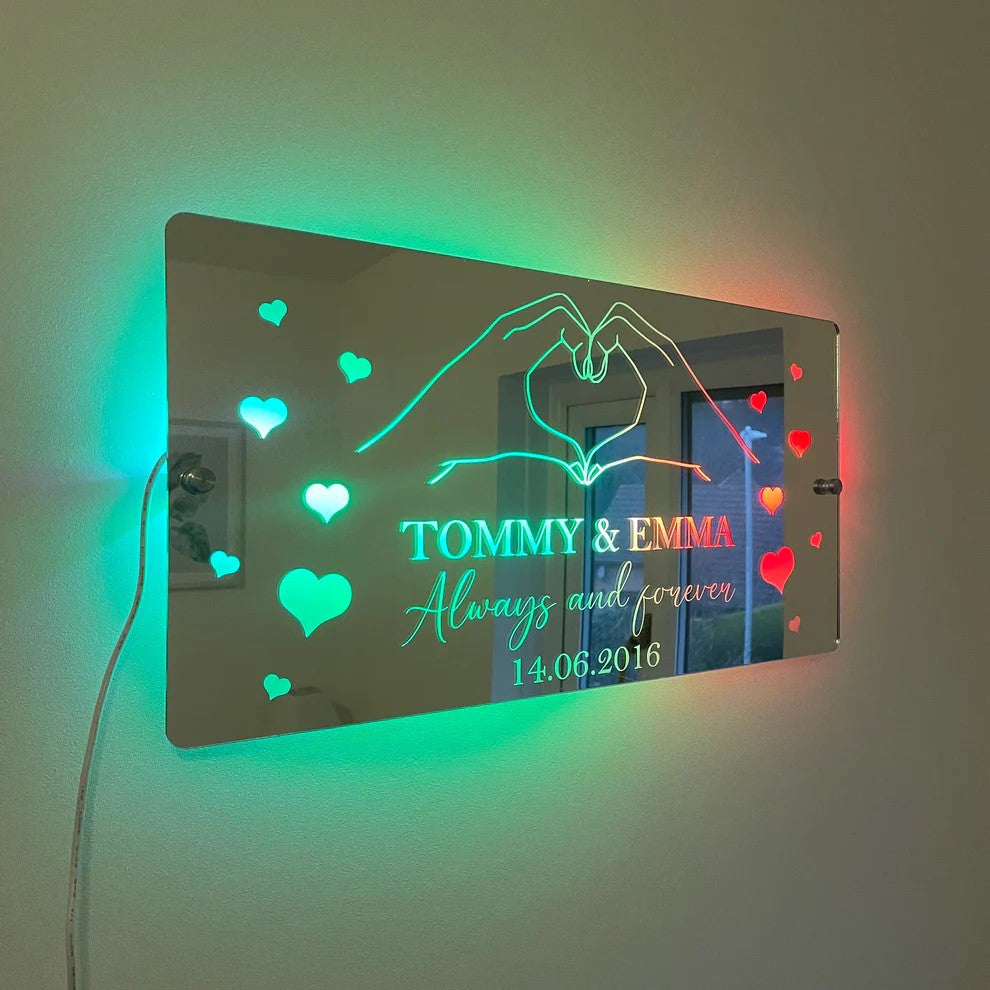 LED Neon Mirror Light with Personalized Names