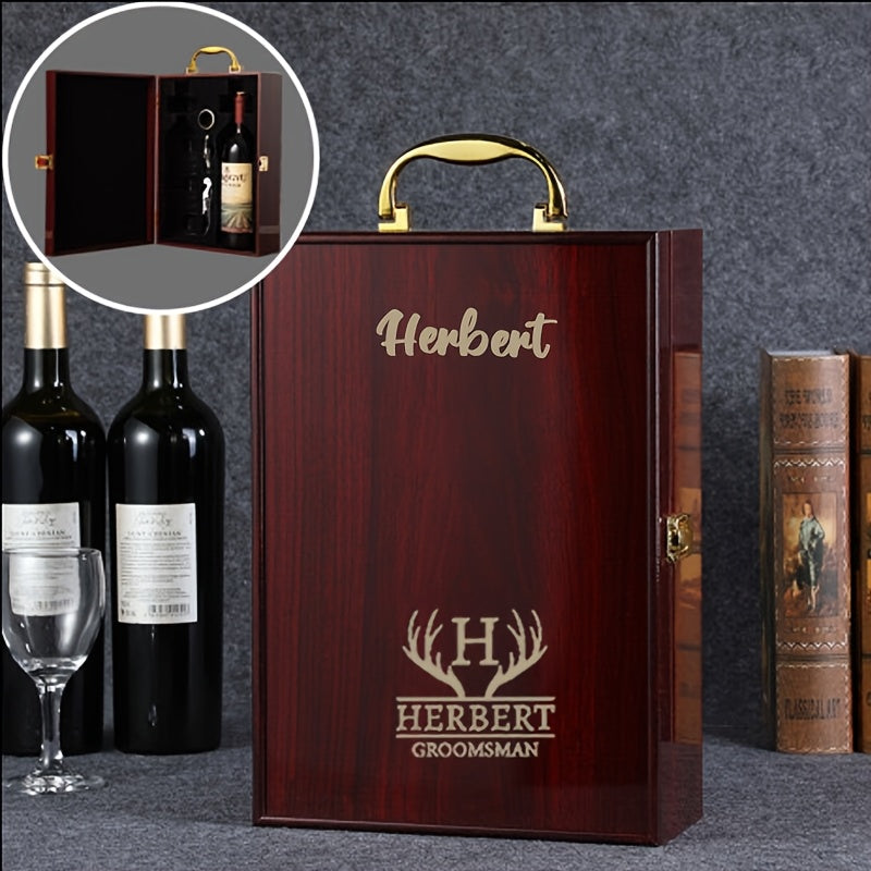Customized wooden red wine gift box, including wine utensils