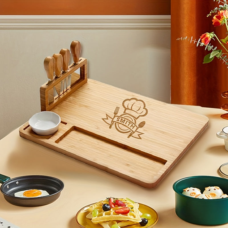 Personalized carved custom cheese board with drawer