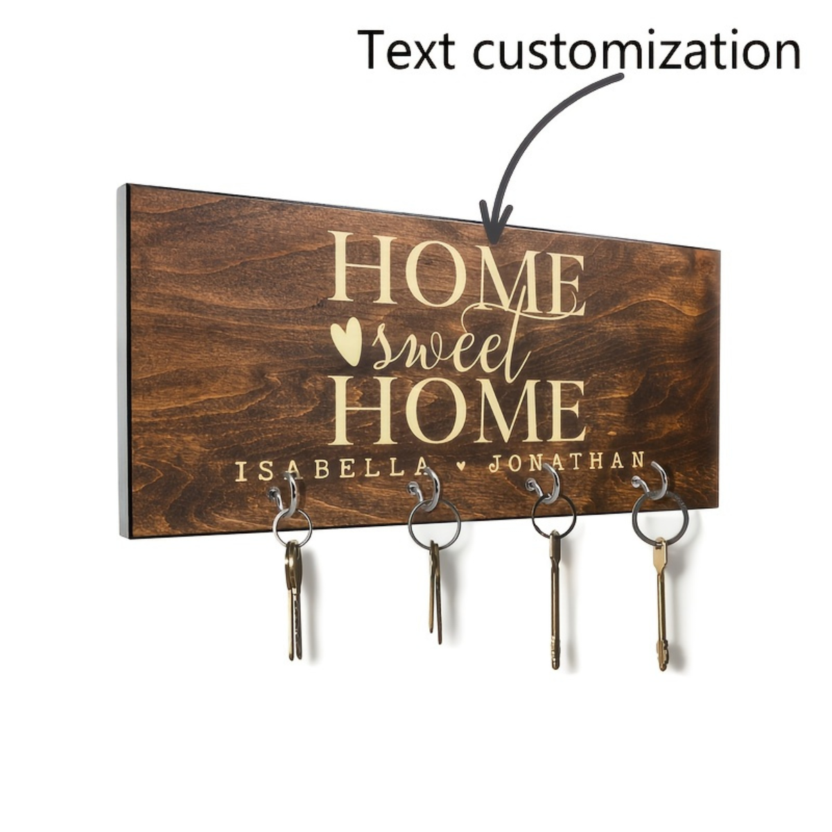 Personalized Engraved Name & Date Wall-Mounted Key Holder