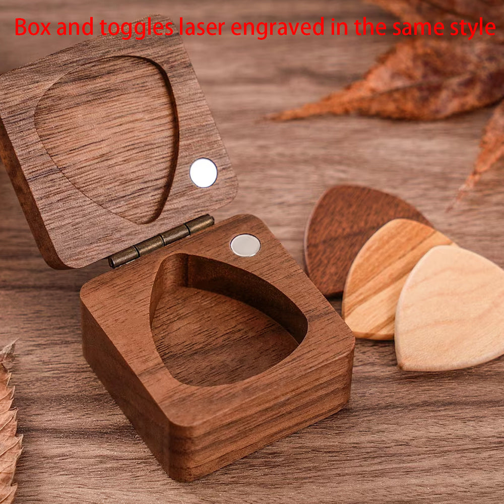 Engraved Name Wooden Guitar Picks & Box