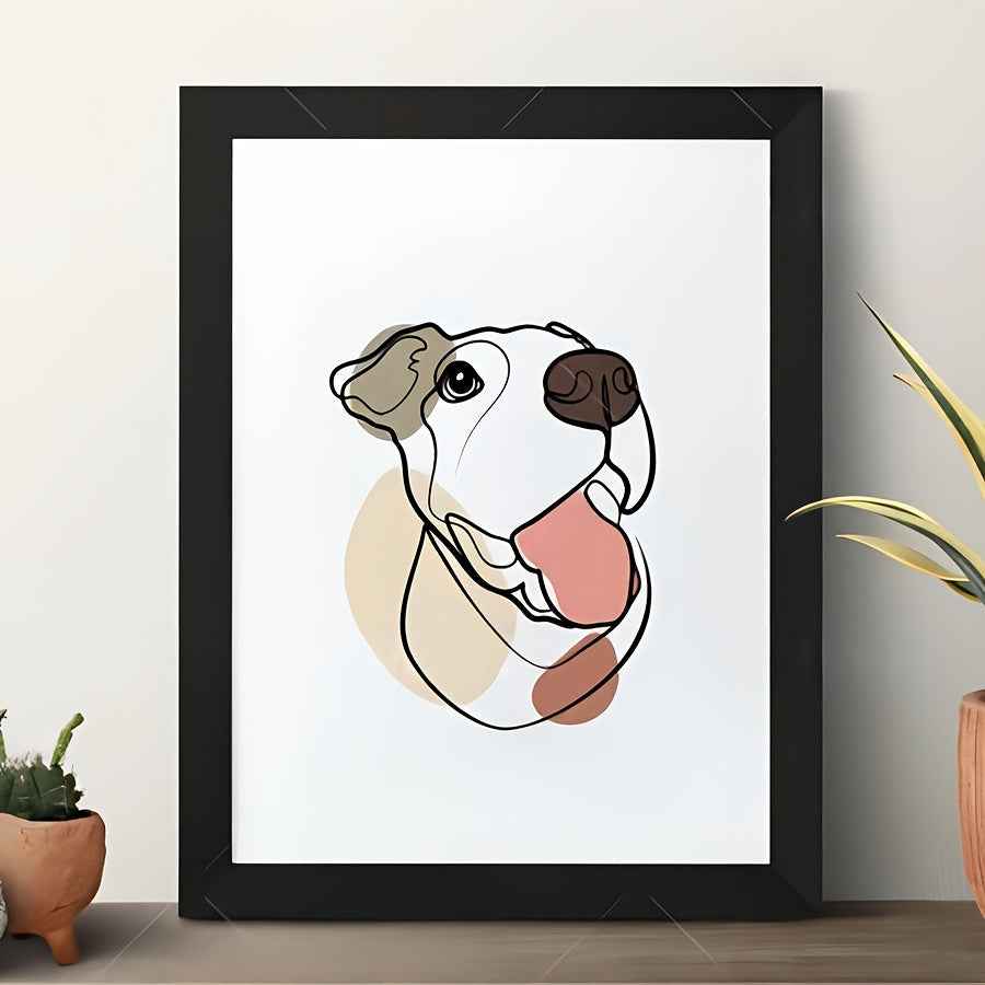 Custom color Line Drawing Pet Portrait with Frame