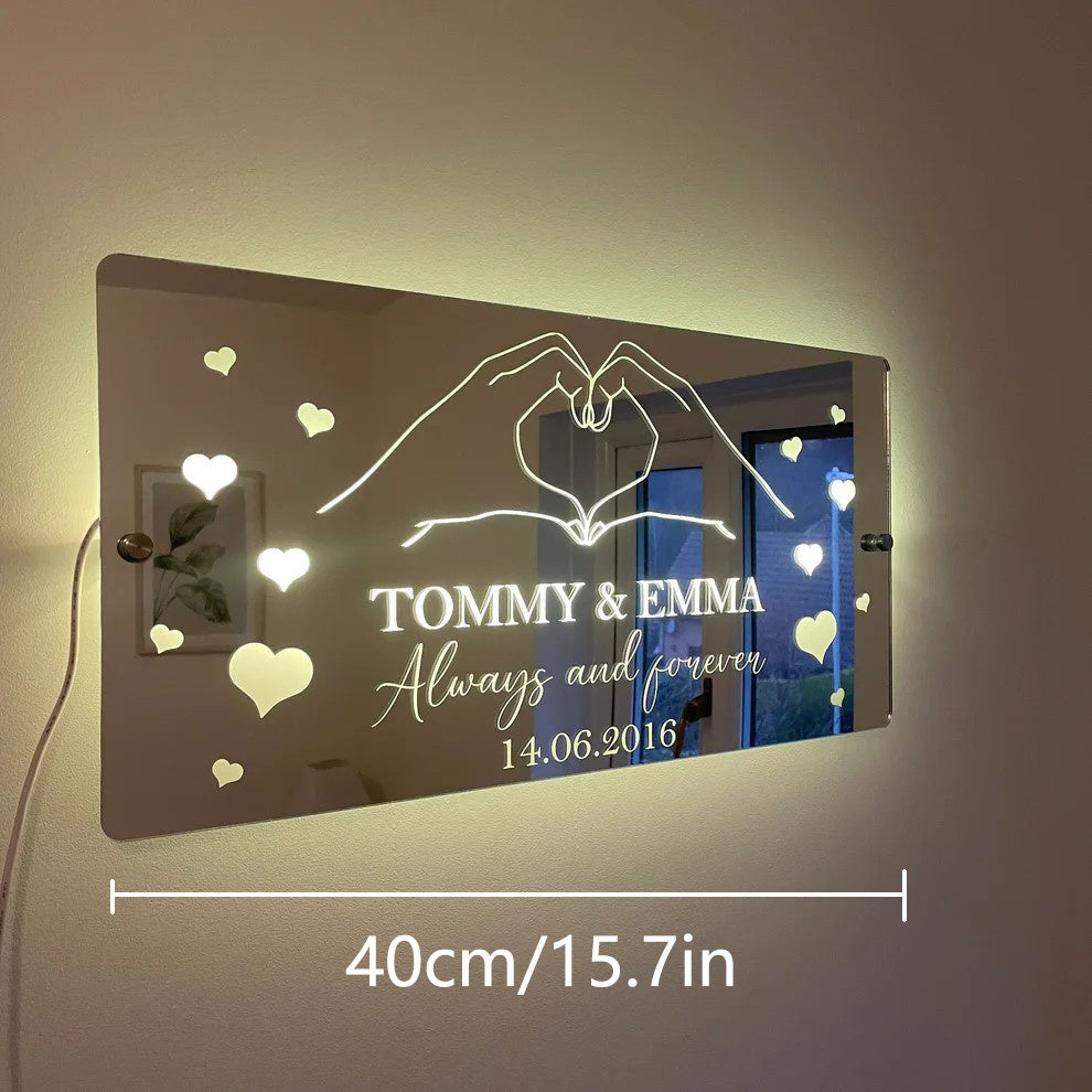 LED Neon Mirror Light with Personalized Names