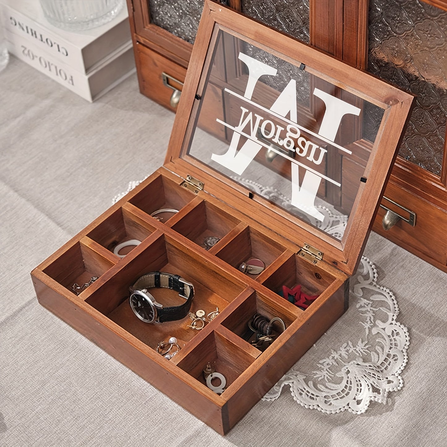 Personalized Wooden Jewelry Box Organizer