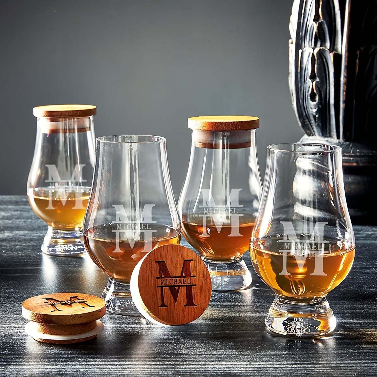Custom Glencairn Whiskey Glass with Topper
