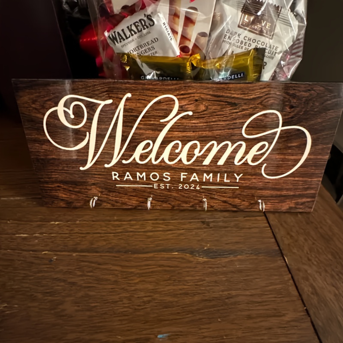 Personalized Engraved Name & Date Wall-Mounted Key Holder
