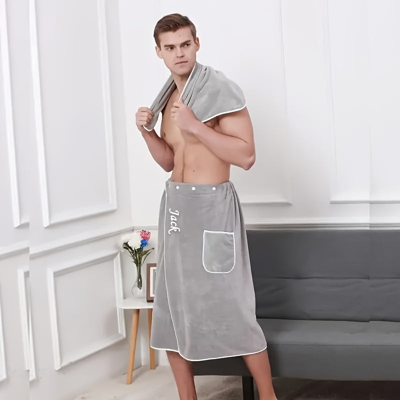 Custom Embroidered Name Men's Bathrobe Set