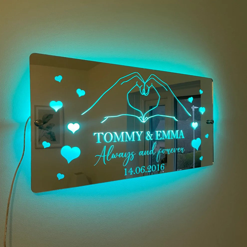 LED Neon Mirror Light with Personalized Names