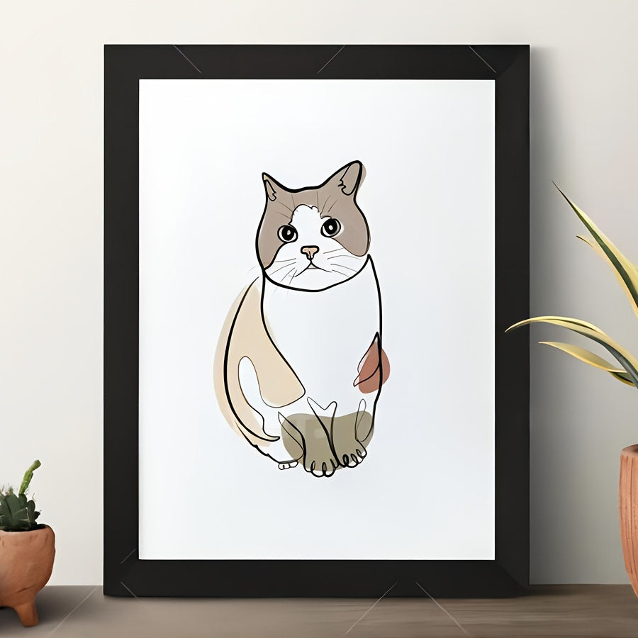 Custom color Line Drawing Pet Portrait with Frame