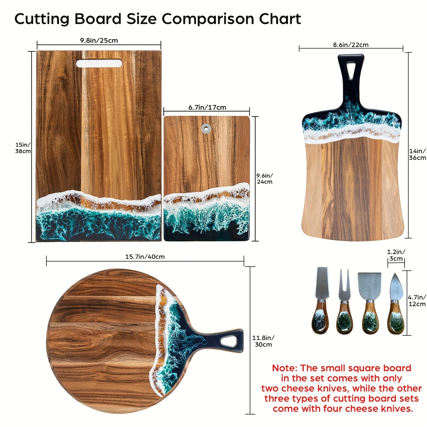 Engraved Wooden Resin Wave Cheese Board