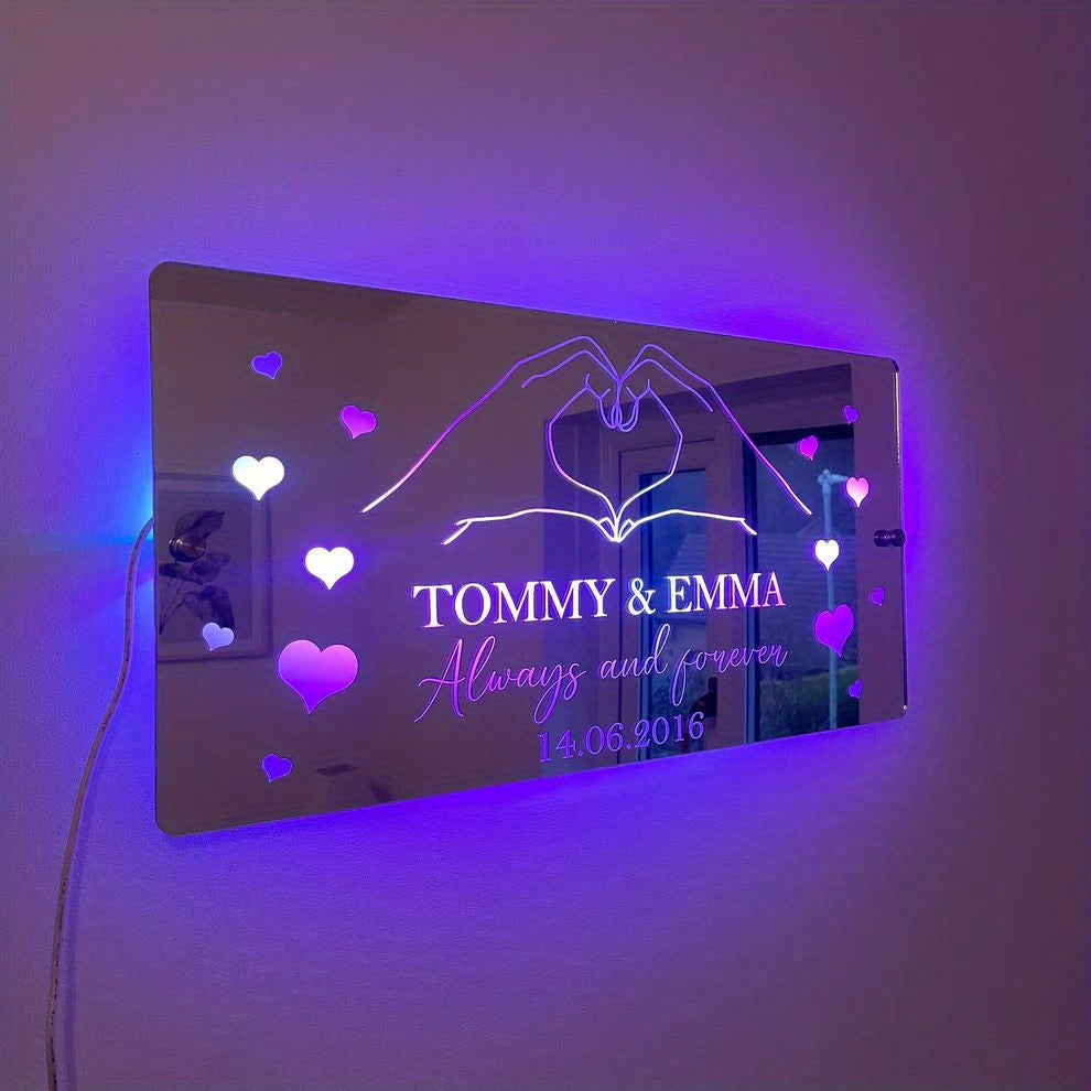 LED Neon Mirror Light with Personalized Names