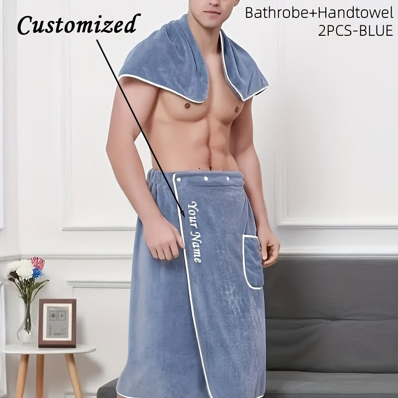 Custom Embroidered Name Men's Bathrobe Set