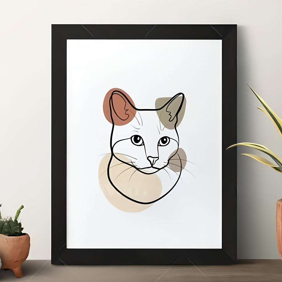 Custom color Line Drawing Pet Portrait with Frame