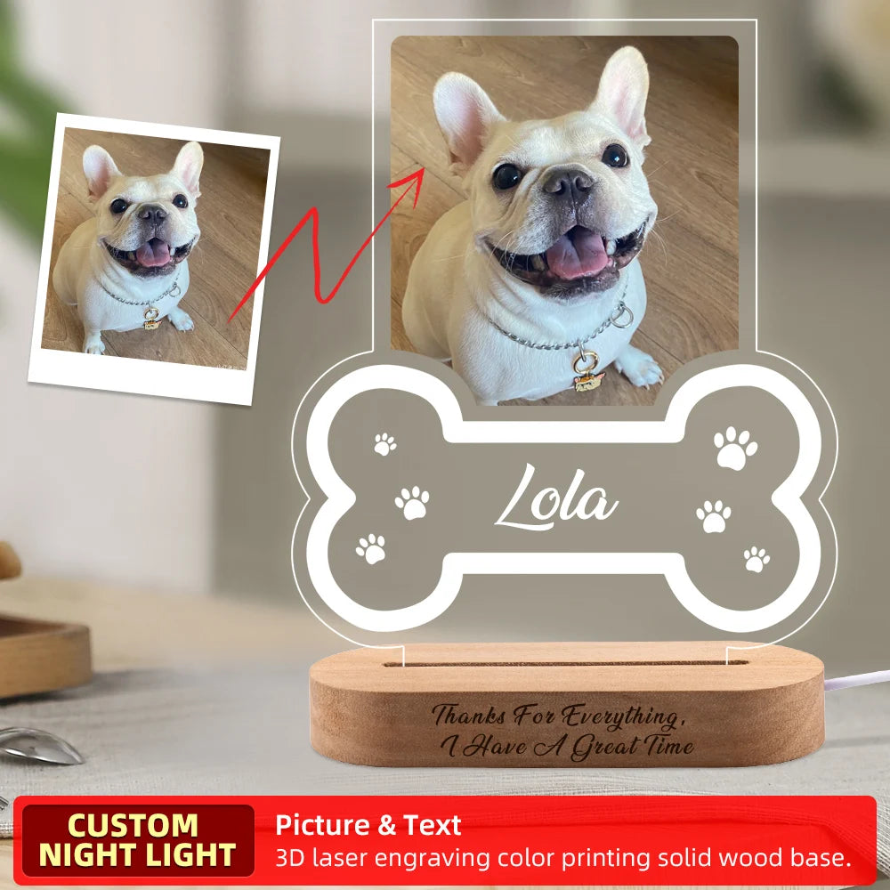 Personalized Pet Memorial Photo Frame Light