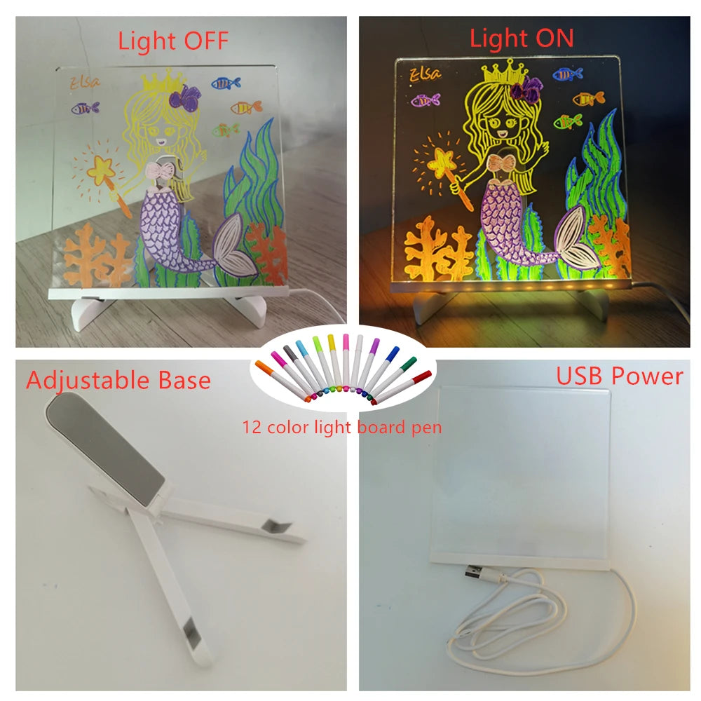 Personalized LED Lamp Erasable USB Drawing Board