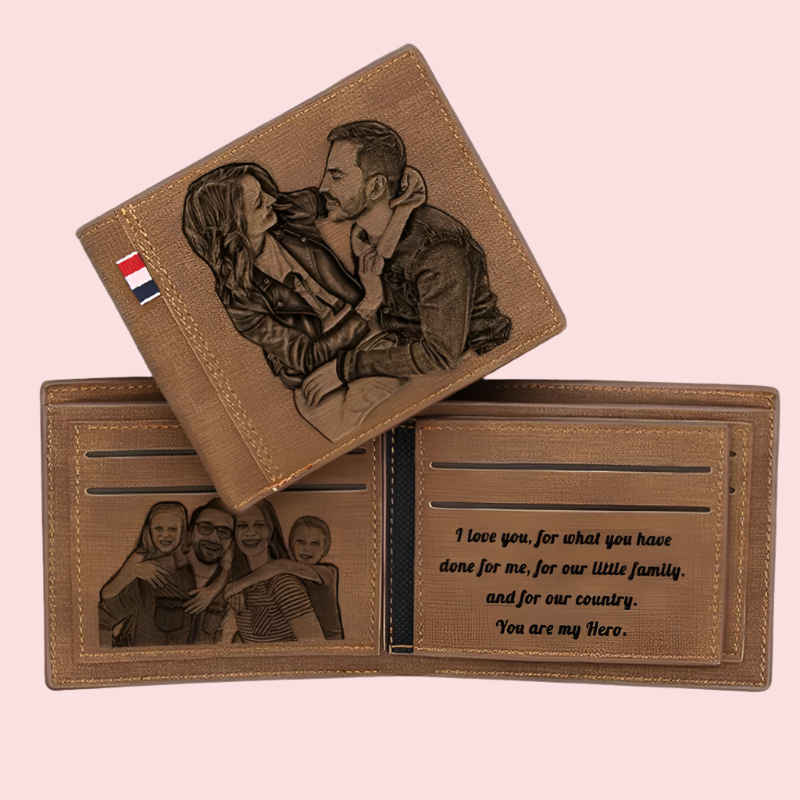 Picture Engraved Bifold PU Leather Wallet