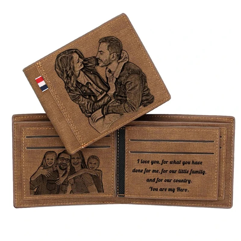 Picture Engraved Bifold PU Leather Wallet