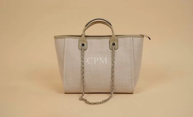 Custom Monogram Name Canvas Tote Bag