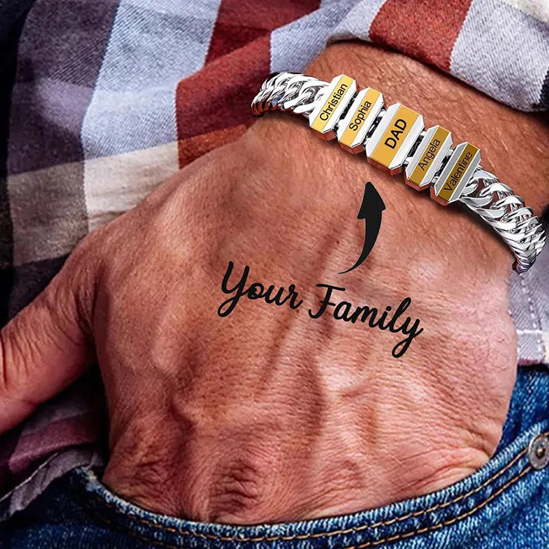 Personalized Cuban Men’s Family Name Bracelet