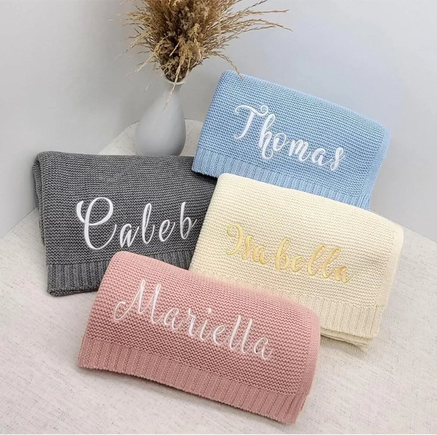 Personalized Name Baby Blanket Embroidered Name Knit