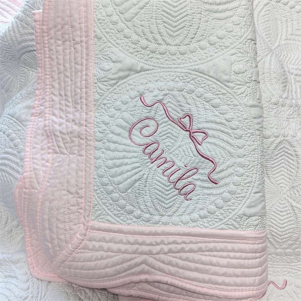 Personalized Name Embroidered Soft Cotton Baby Blanket