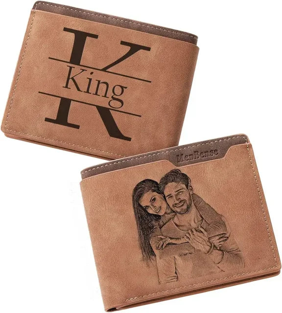 Men's Engraved Wallet- Custom Picture & Text Wallet