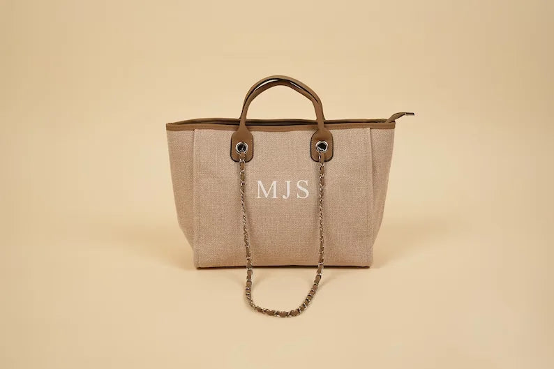 Custom Monogram Name Canvas Tote Bag