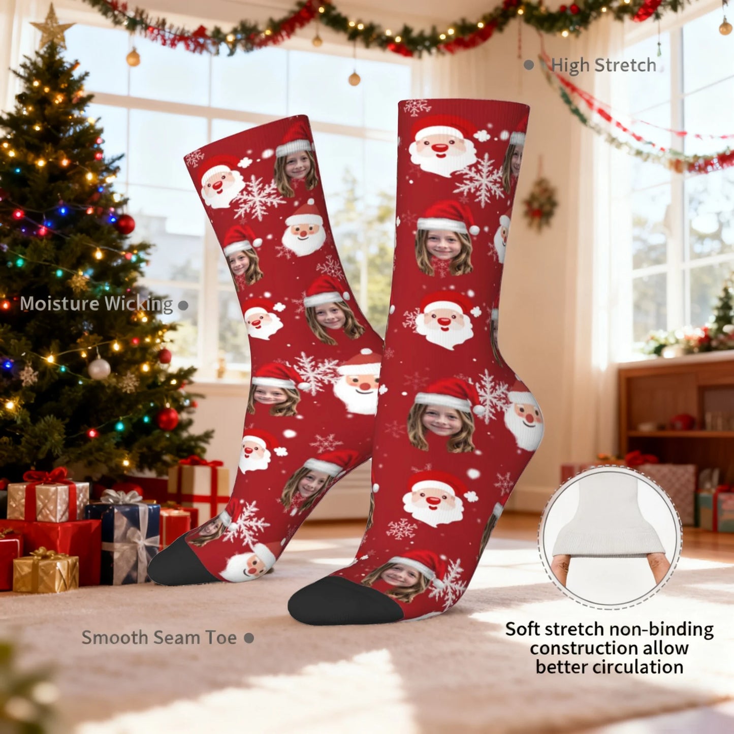 Custom Face Christmas Santa Socks