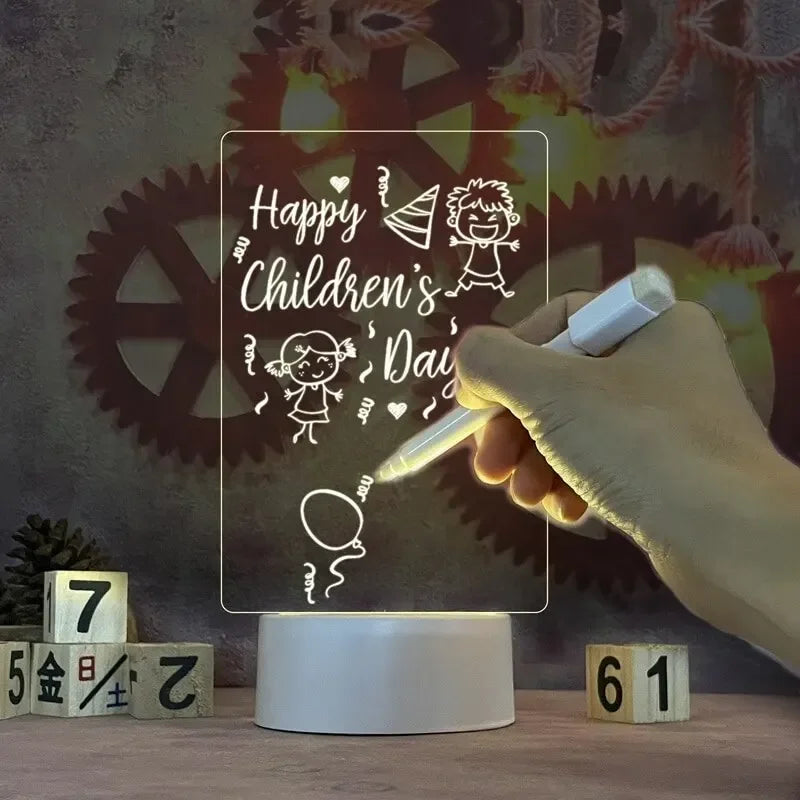 LED Lamp Acrylic Message Note Board Erasable