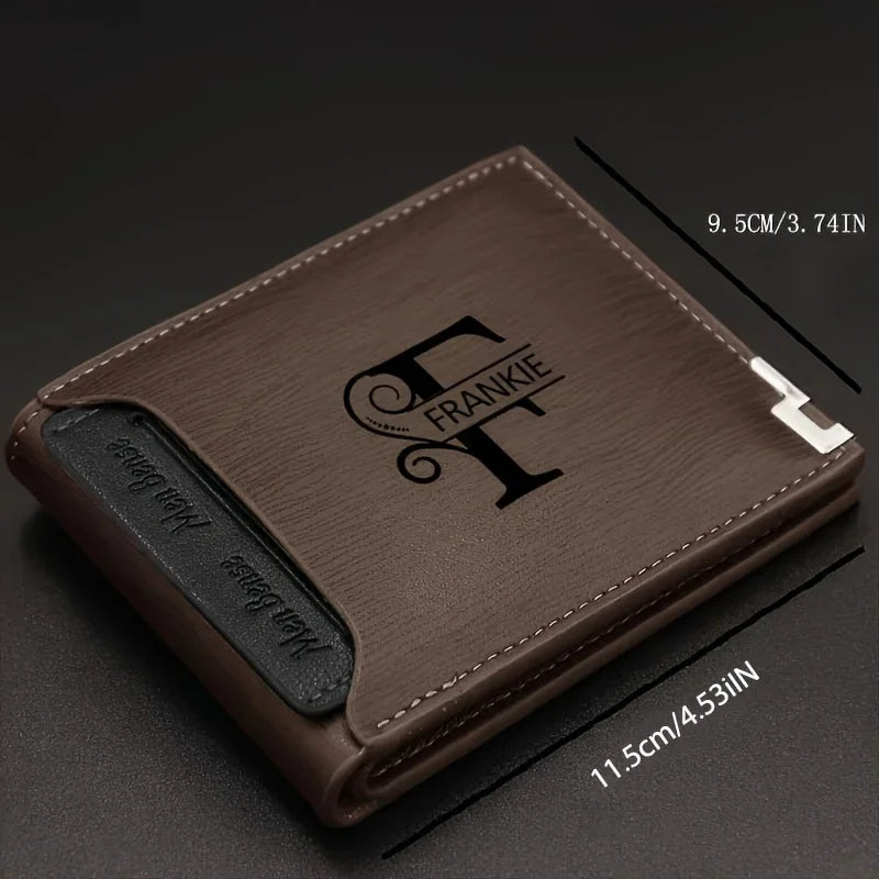 Custom Engraved Initial & Name PU Leather Wallet