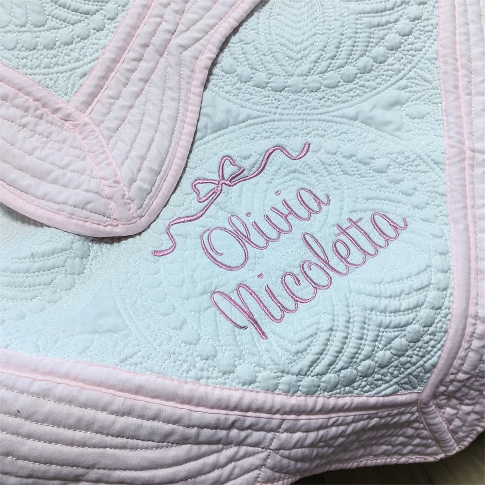 Personalized Name Embroidered Soft Cotton Baby Blanket