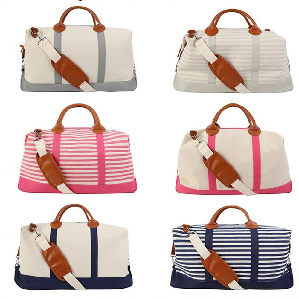 Embroidered Name Large Canvas Travel Bag