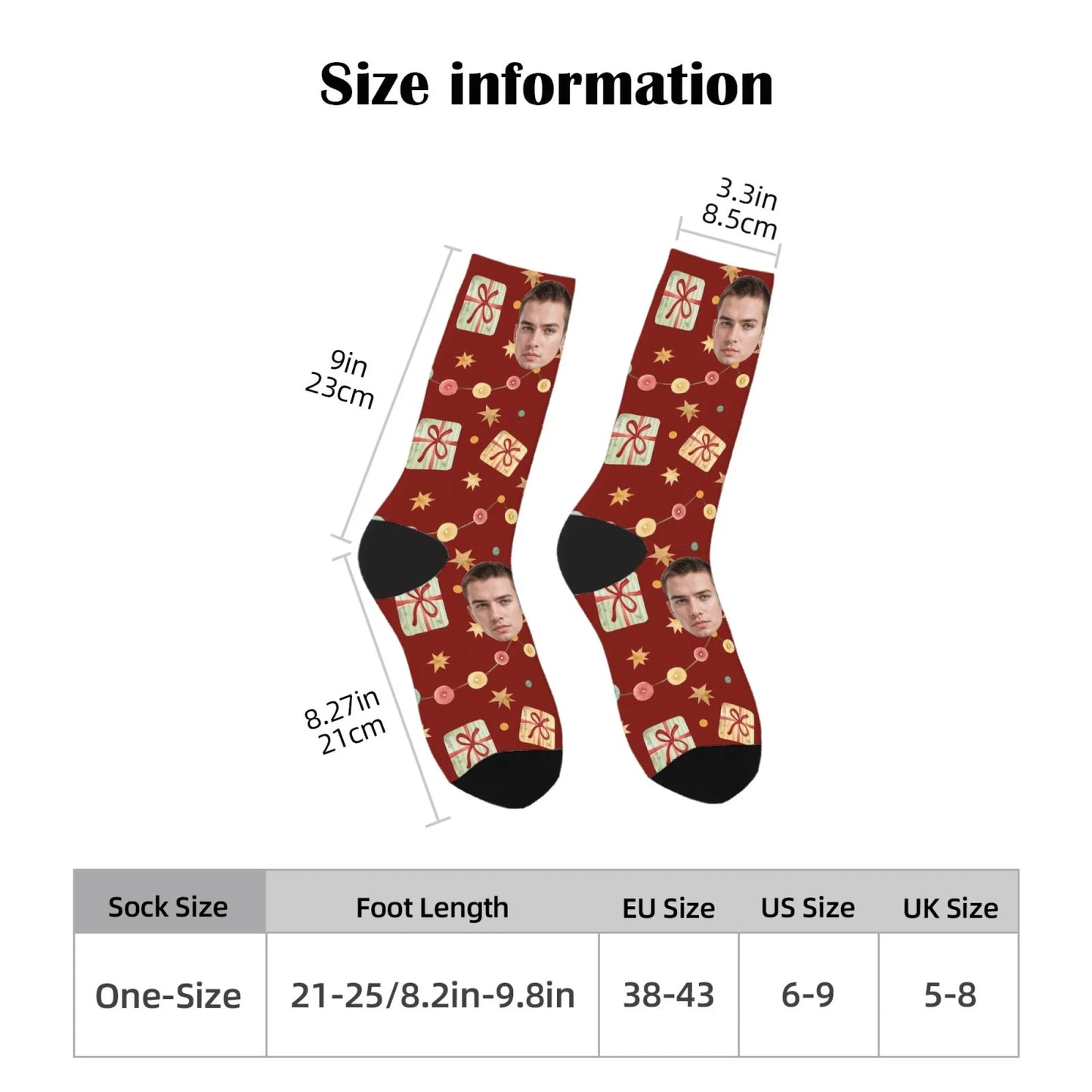 Custom Face Christmas Present Socks