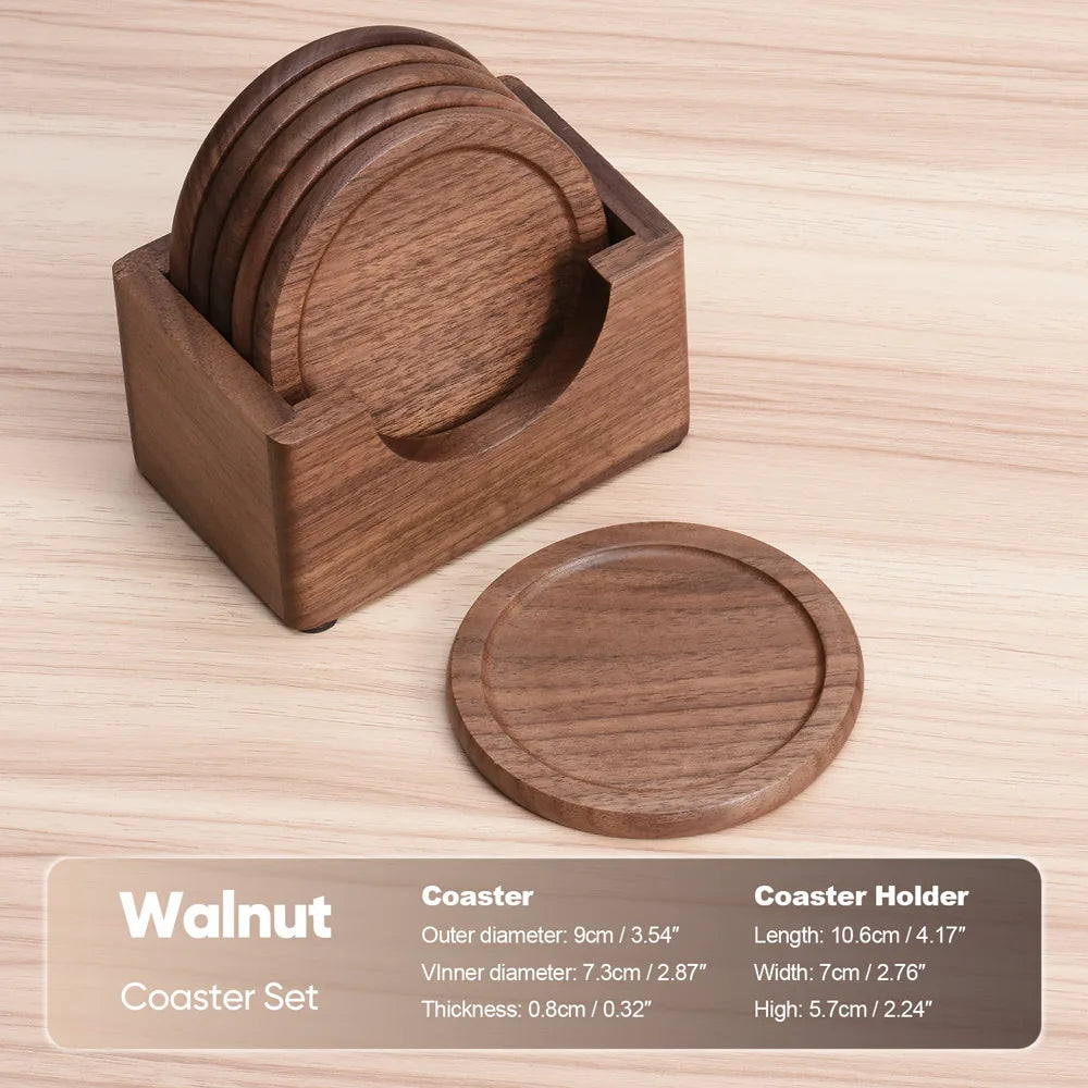 6-Piece Engraved Wood Coaster Set