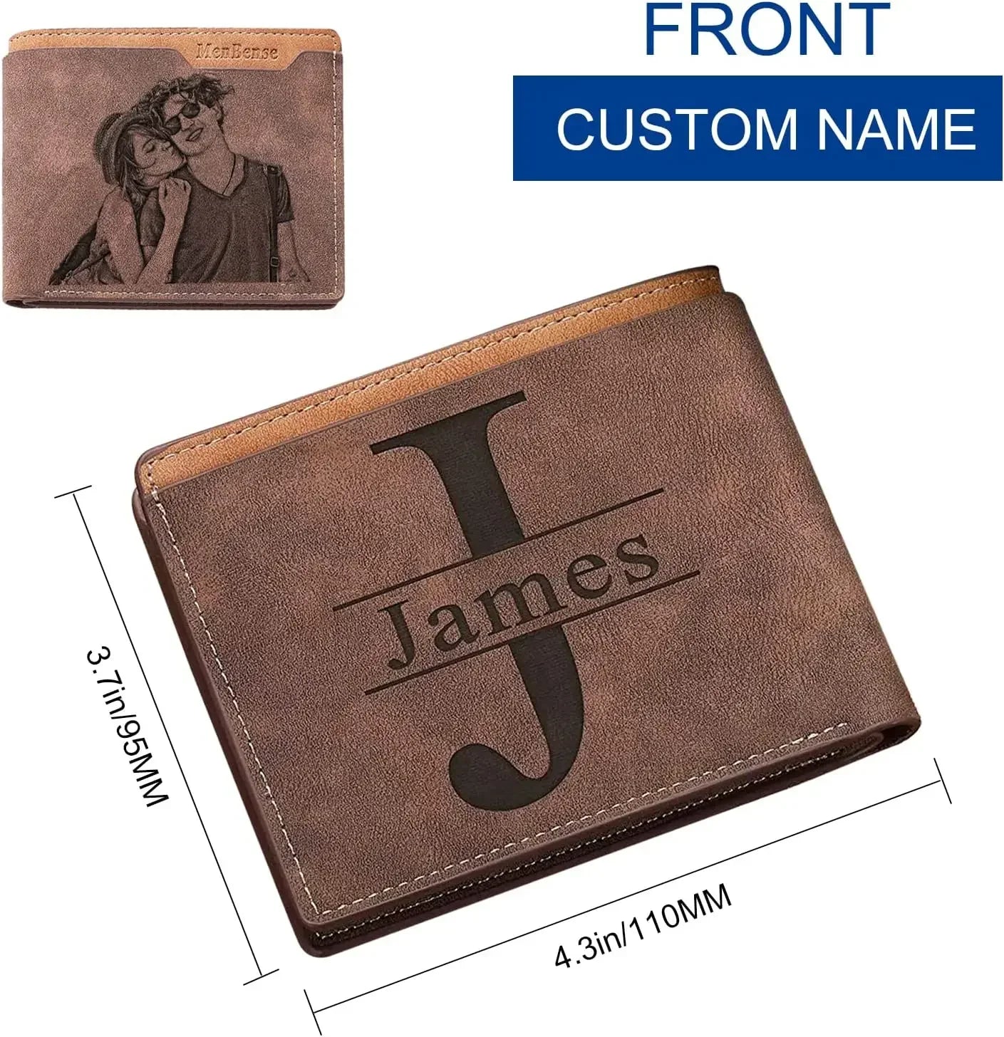Men's Engraved Wallet- Custom Picture & Text Wallet