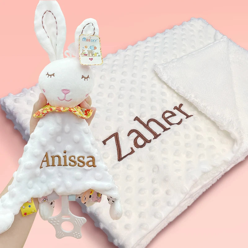 Personalized Name Embroidered Bubble Fleece Baby Blanket