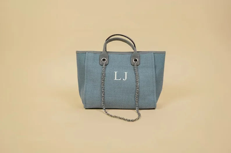 Custom Monogram Name Canvas Tote Bag