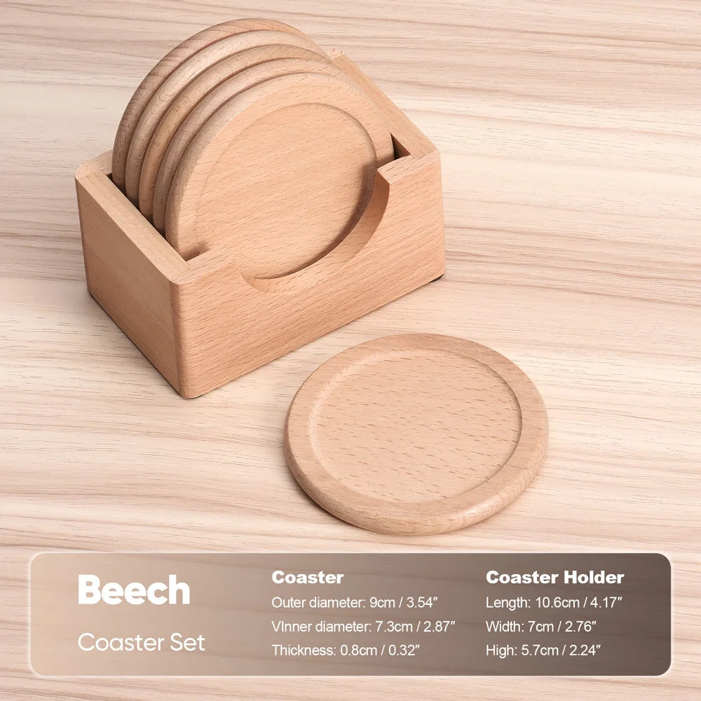 6-Piece Engraved Wood Coaster Set