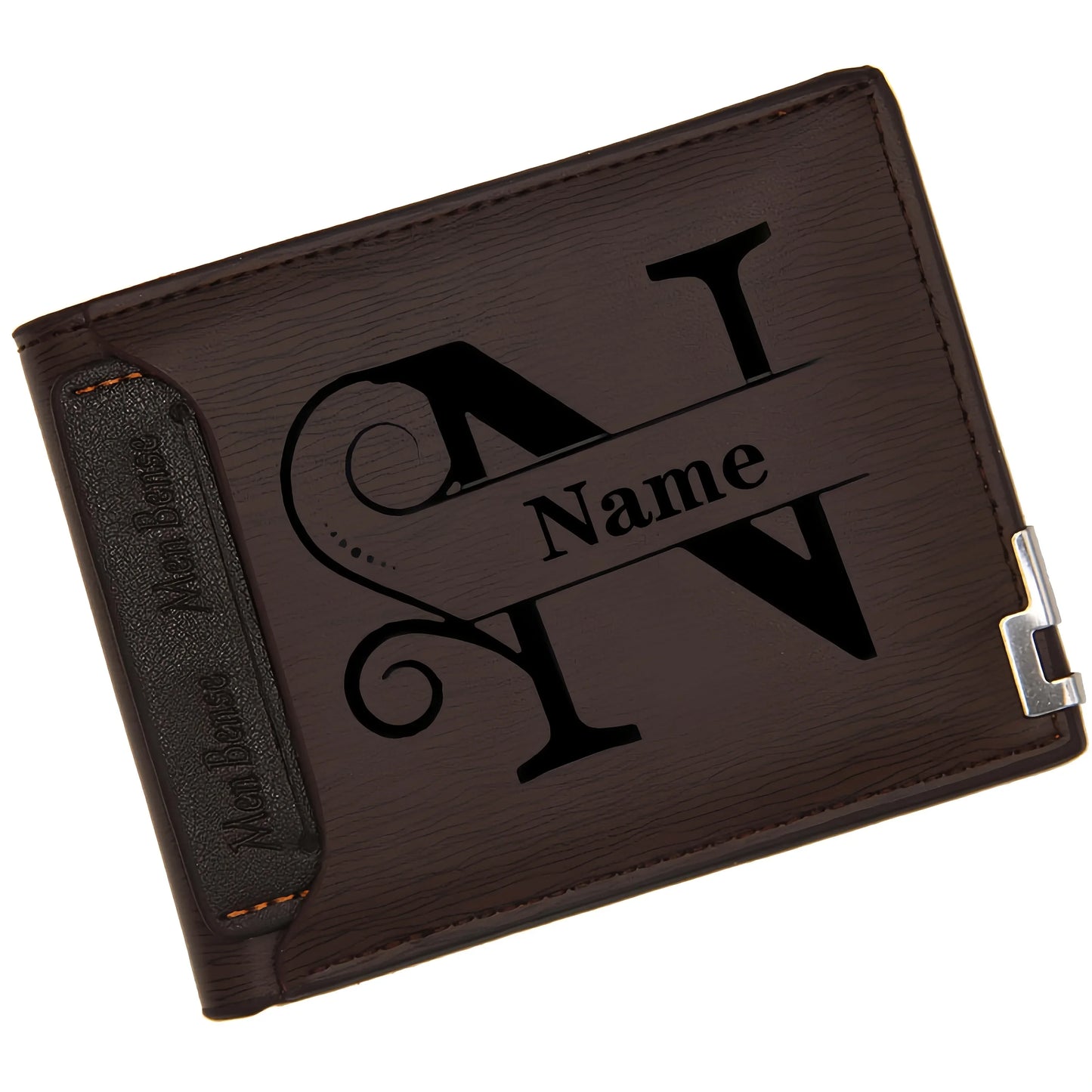 Custom Engraved Initial & Name PU Leather Wallet