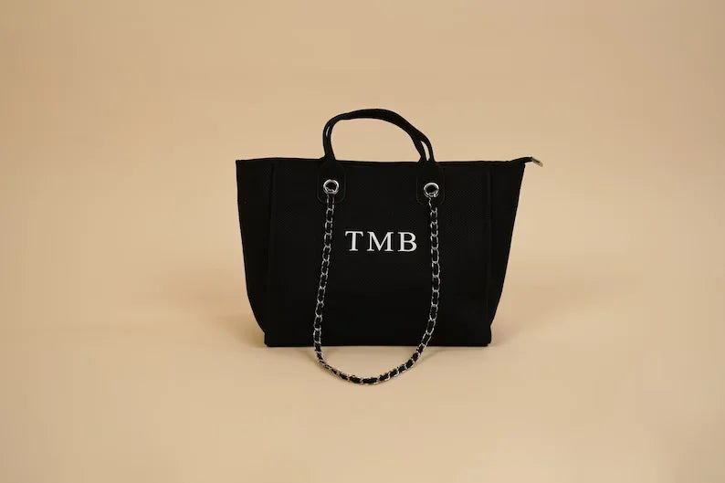 Custom Monogram Name Canvas Tote Bag