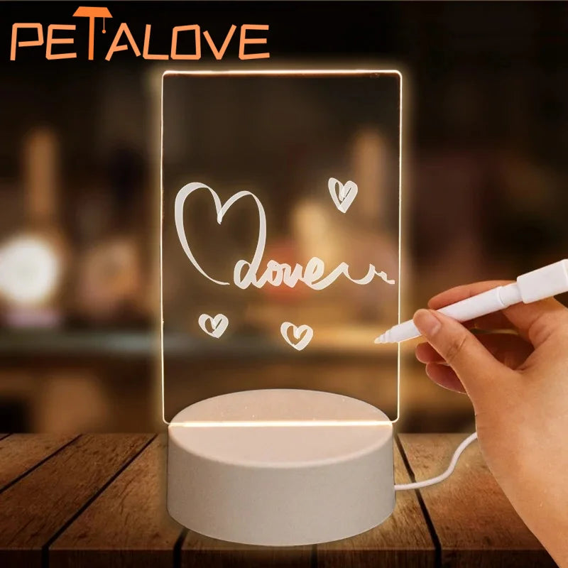 LED Lamp Acrylic Message Note Board Erasable