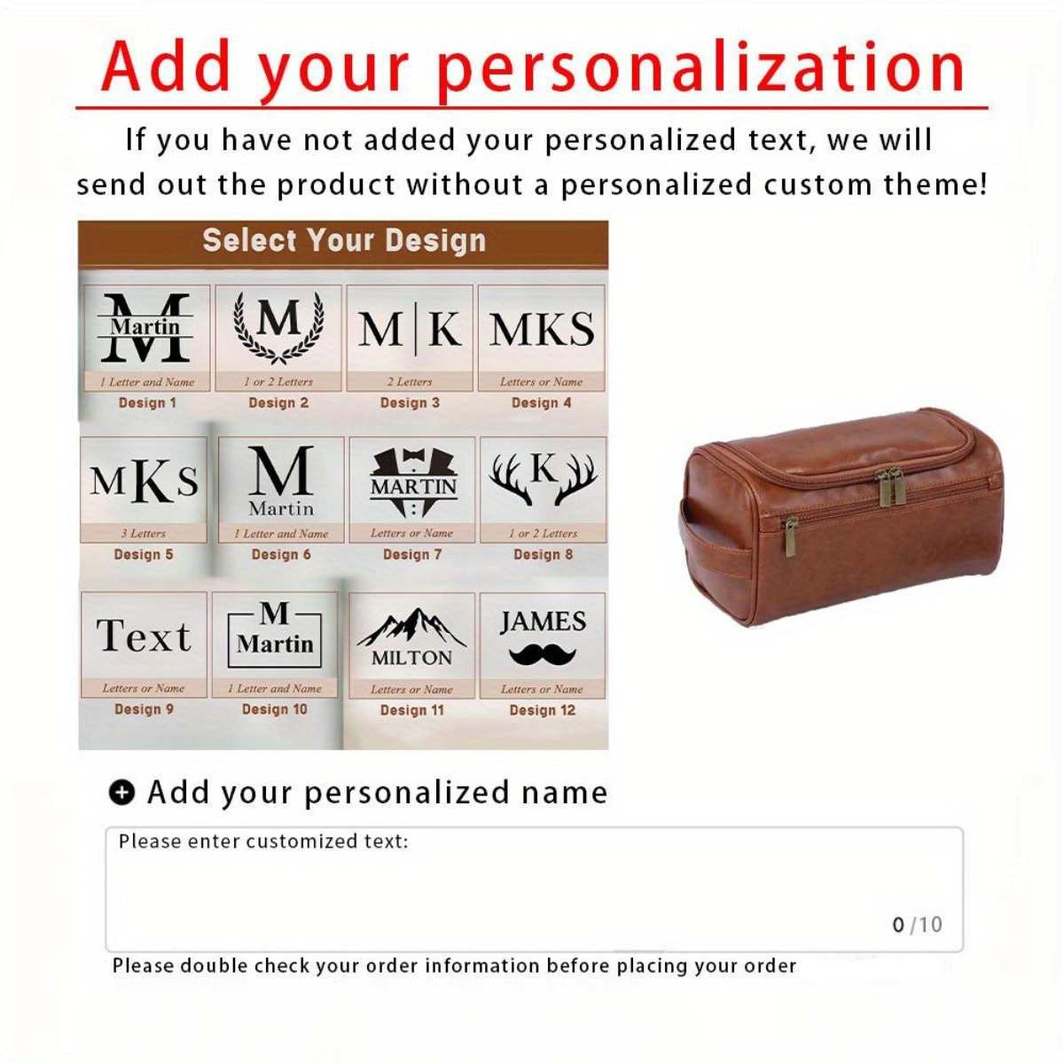 Customized Name Men's Hygiene Bag