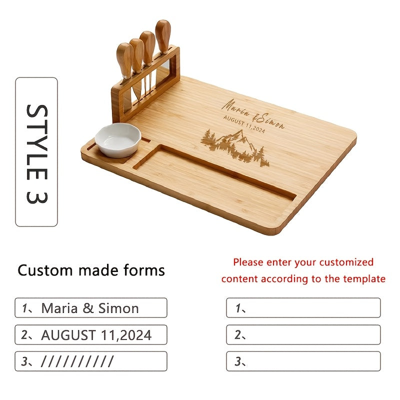 Personalized carved custom cheese board with drawer