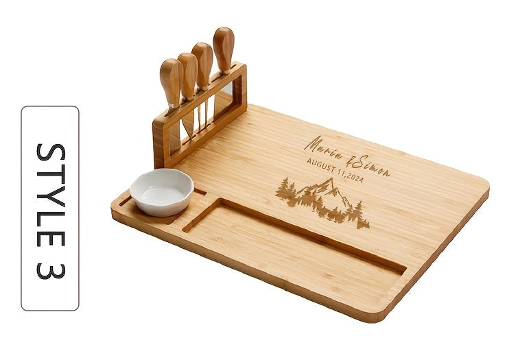 Personalized carved custom cheese board with drawer