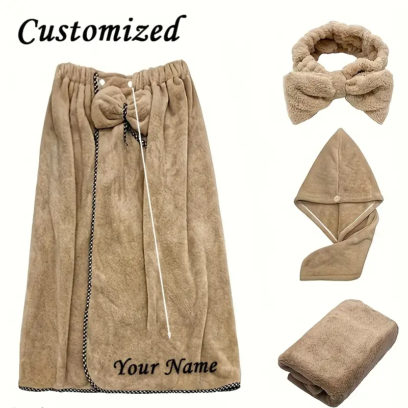 Custom Embroidered Name Women's Bathrobe Set