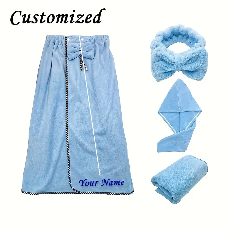 Custom Embroidered Name Women's Bathrobe Set