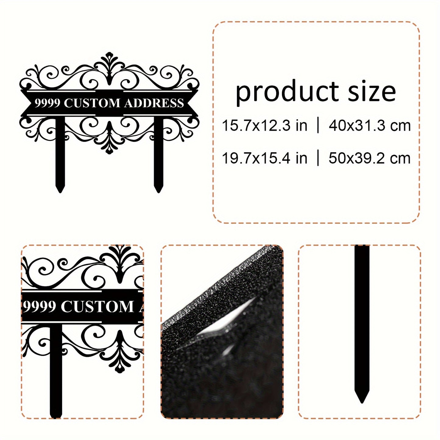 Custom Metal Address Sign with Stake