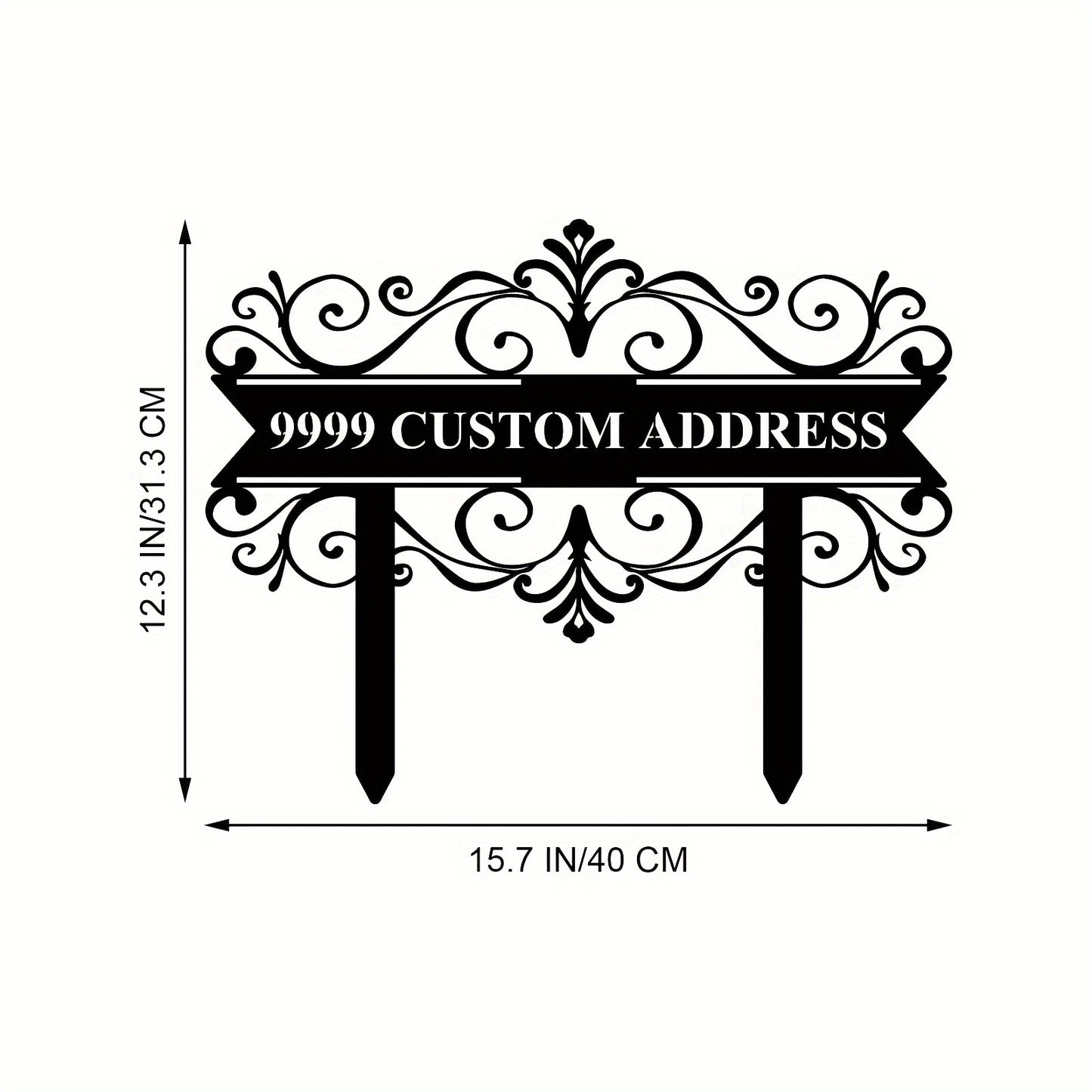 Custom Metal Address Sign with Stake