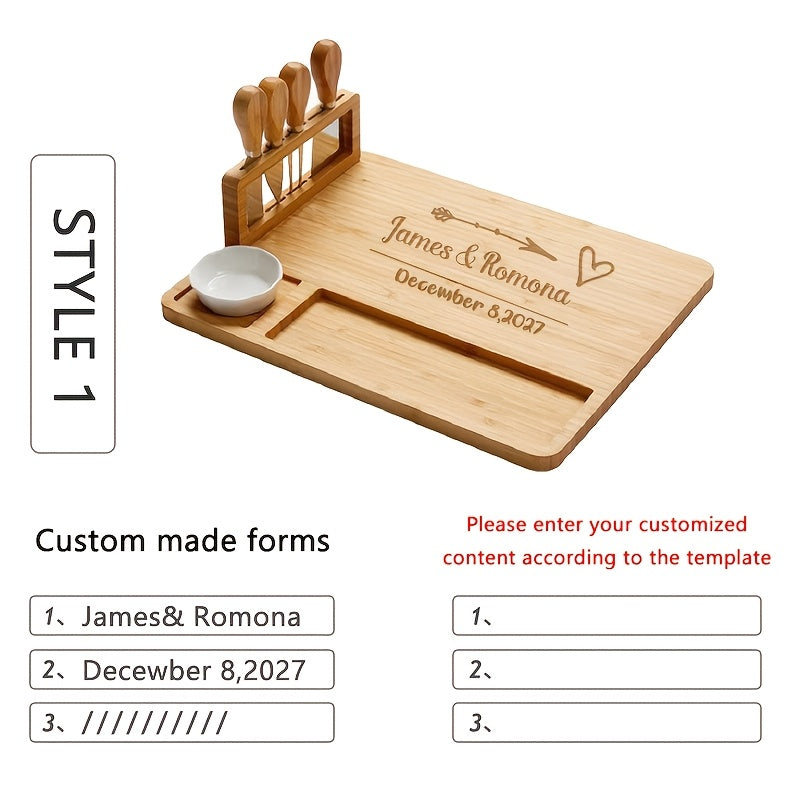 Personalized carved custom cheese board with drawer