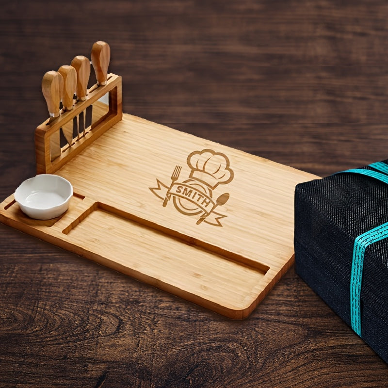 Personalized carved custom cheese board with drawer